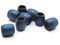 8 16mm Wooden Barrel Large Hole Blue Vintage Wood Beads Chunky Macrame Beads